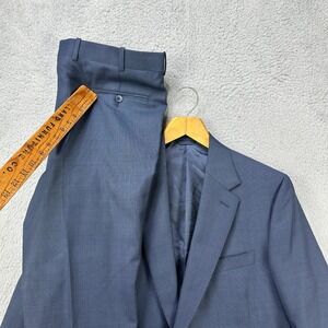 Serratelli Ermenegildo Zegna Wool 2 Piece Suit Navy Blue Mens Portly 46‎ Short